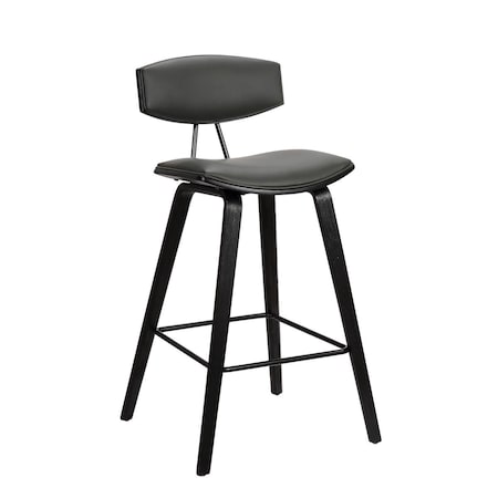 Gfancy Fixtures 29 in. Gray Faux Leather Mid Century Modern Bar Stool Gray GF3684211